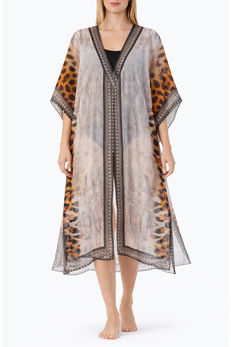 Animal Print Duster, Main, color, WHITE