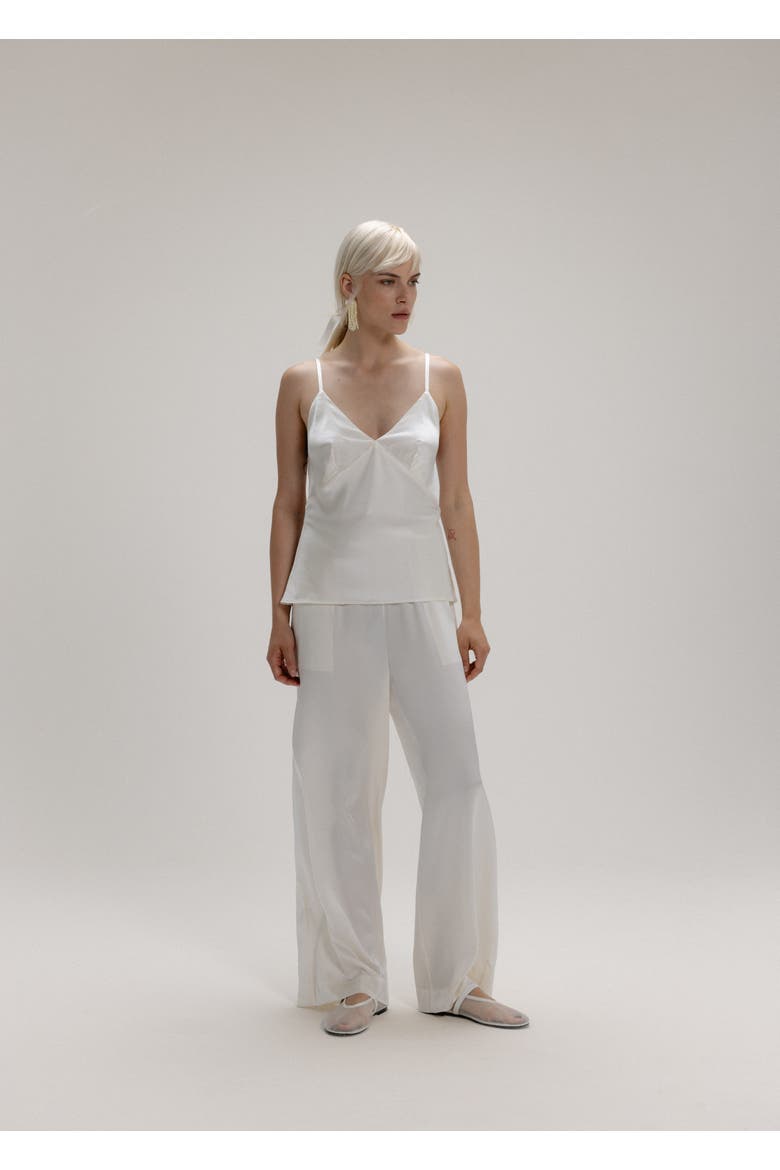 V-Neck Sleeveless Silk Blouse, Alternate, color, Milk White