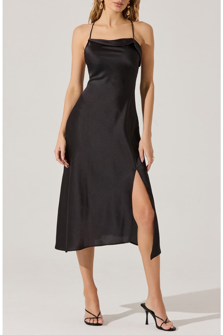 Cowl Neck Slipdress, Main, color, BLACK