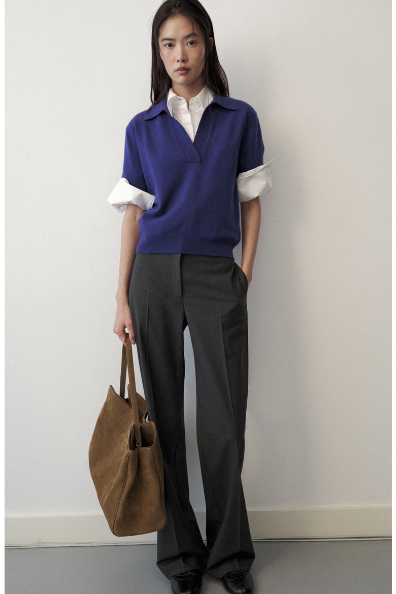 Polo Collar Wool Sweater, Alternate, color, PURPLE