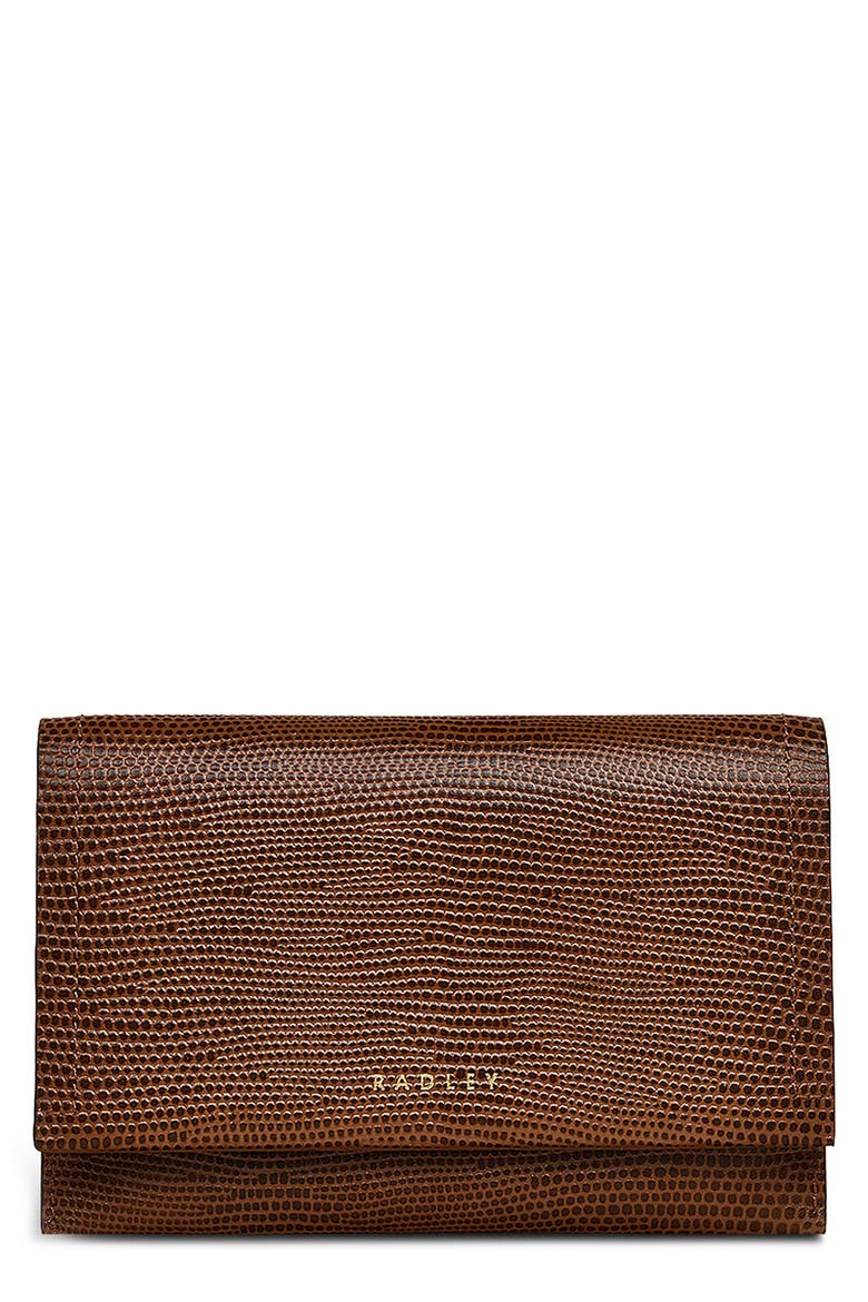 Oak Street Lizard Embossed Leather Wallet, Main, color, SADDLE