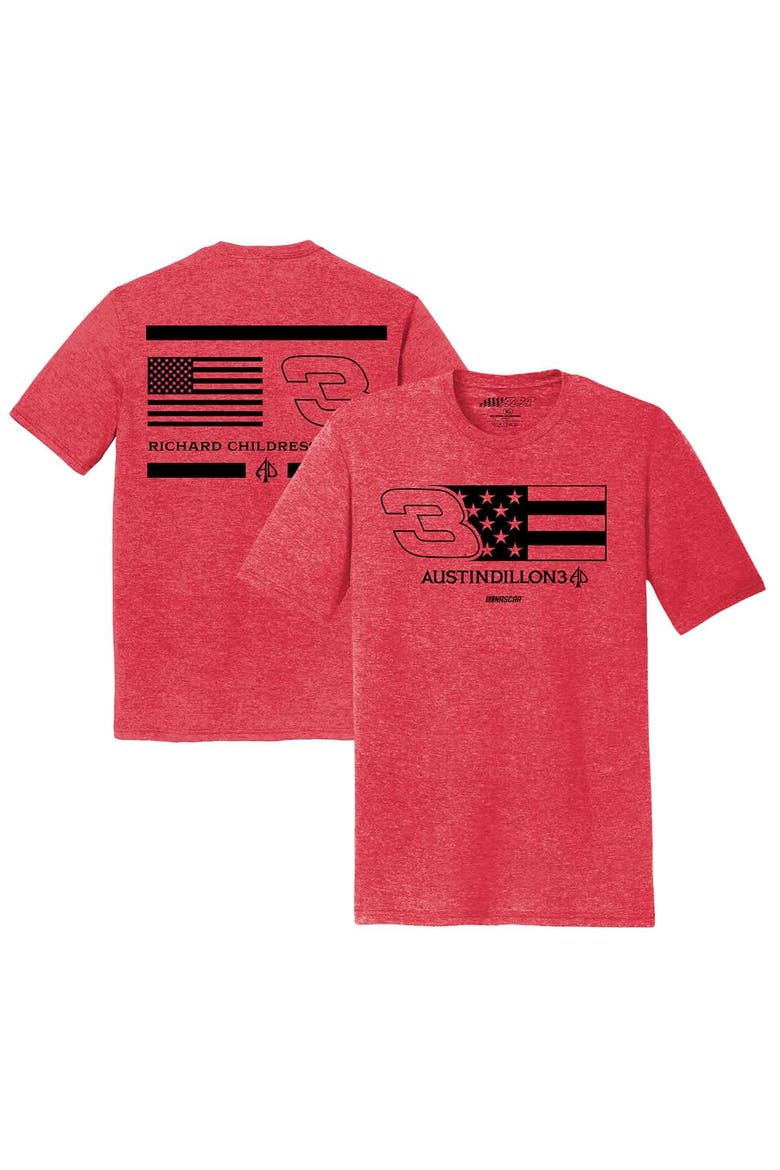 Men's Richard Childress Racing Team Collection Heather Red Austin Dillon  Tri-Blend Flag T-Shirt, Alternate, color, Heather Red