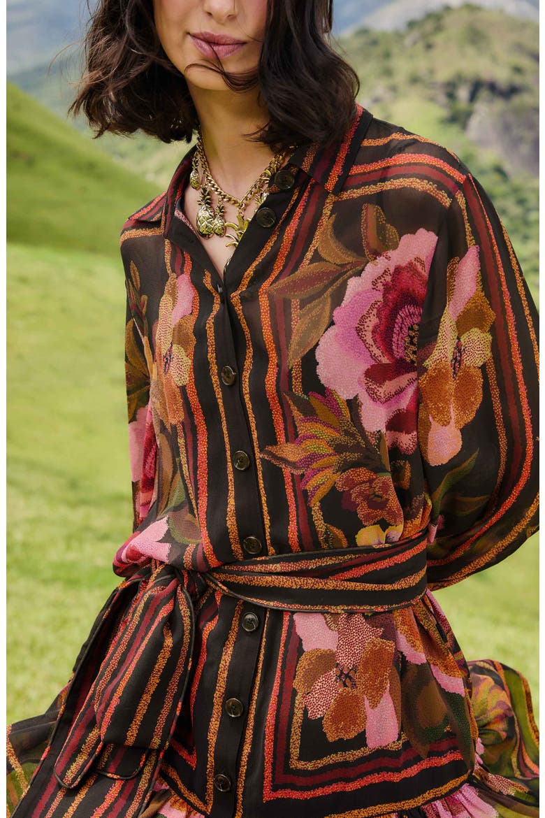 Floral Print Long Sleeve Minidress, Alternate, color, CHENILLE FLOWERS BLA