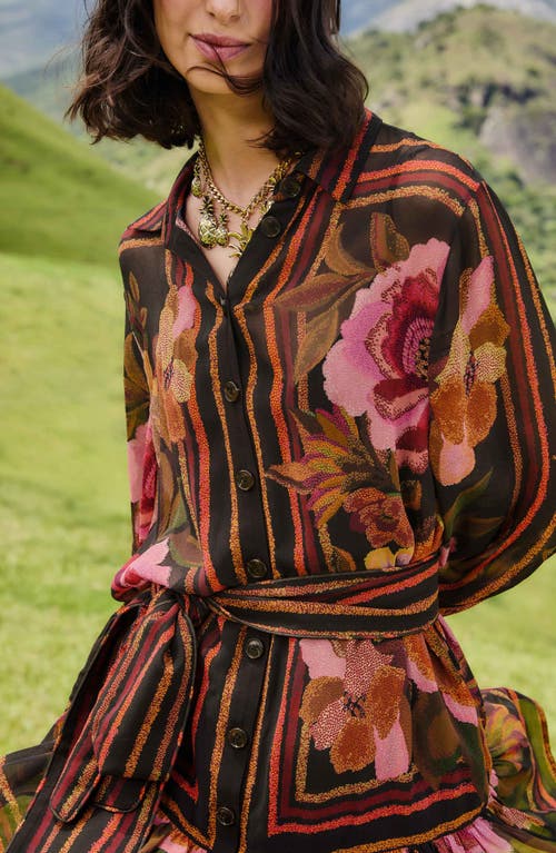 Farm Rio Floral Print Long Sleeve Minidress