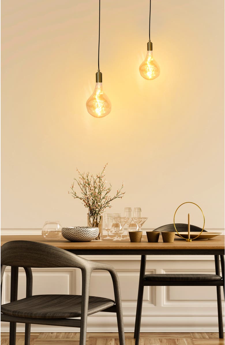 Brightech Scorpio 20 ft. Hanging Pendant Light with Vintage Amber Glass, Indoor Plug-In Cord Design, Alternate, color,