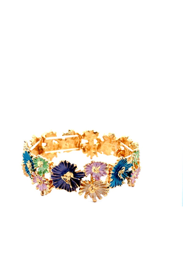 Expandable Multicolor Floral Bracelet, Alternate, color, Yellow