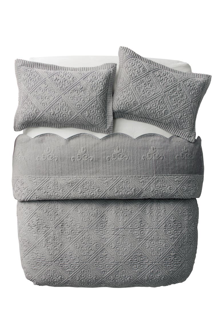 Westland Quilted Plush Bedspread Set, Alternate, color, GREY