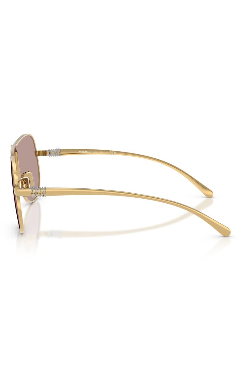 Miu Miu 66mm Oversize Pilot Sunglasses, Alternate, color, Gold/ Light Purple Brown