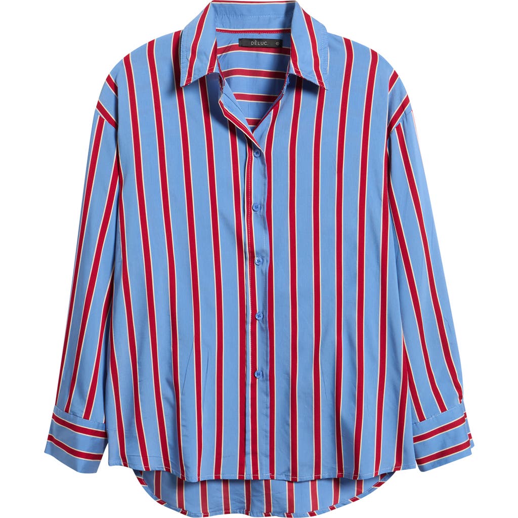 Deluc Semeru Stripe Poplin Button-up Shirt In Striped Sky