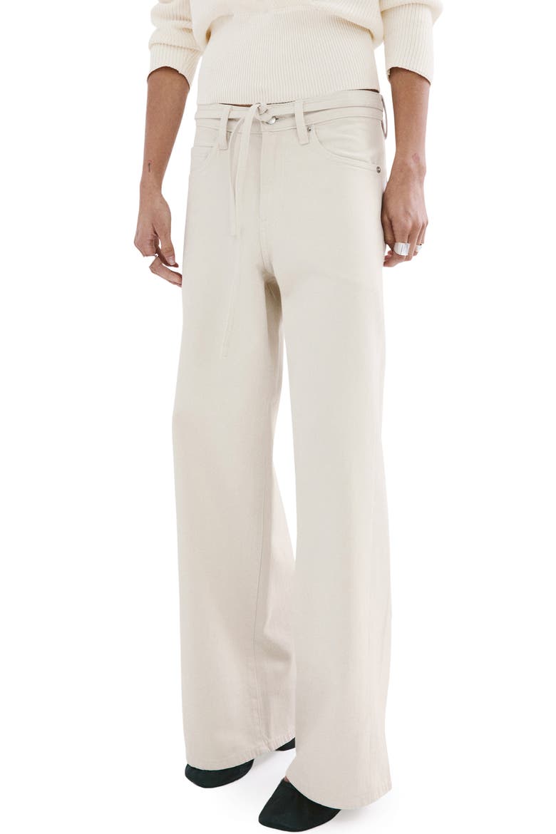 Belted Wide Leg Jeans, Main, color, IVORY