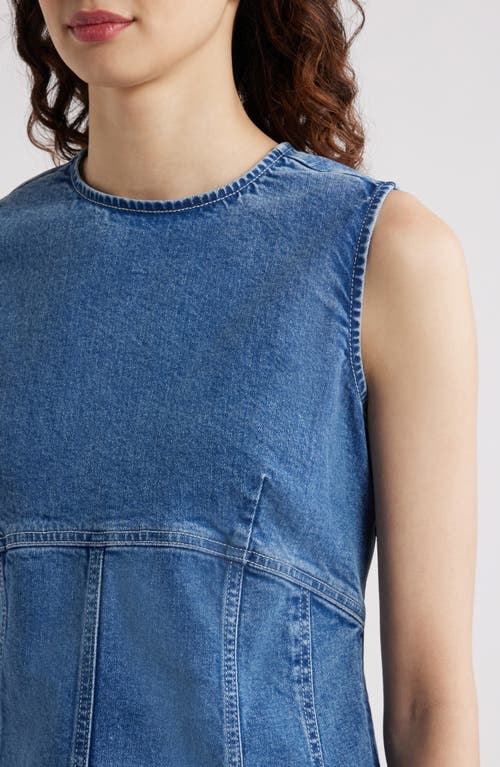 Treasure & Bond Back Cutout Fitted Denim Minidress In Med Wash