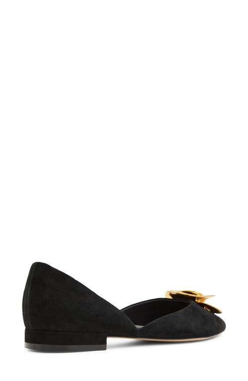 Ted Baker London Emma Rose Half D'orsay Pointed Toe Leather Flat In Black
