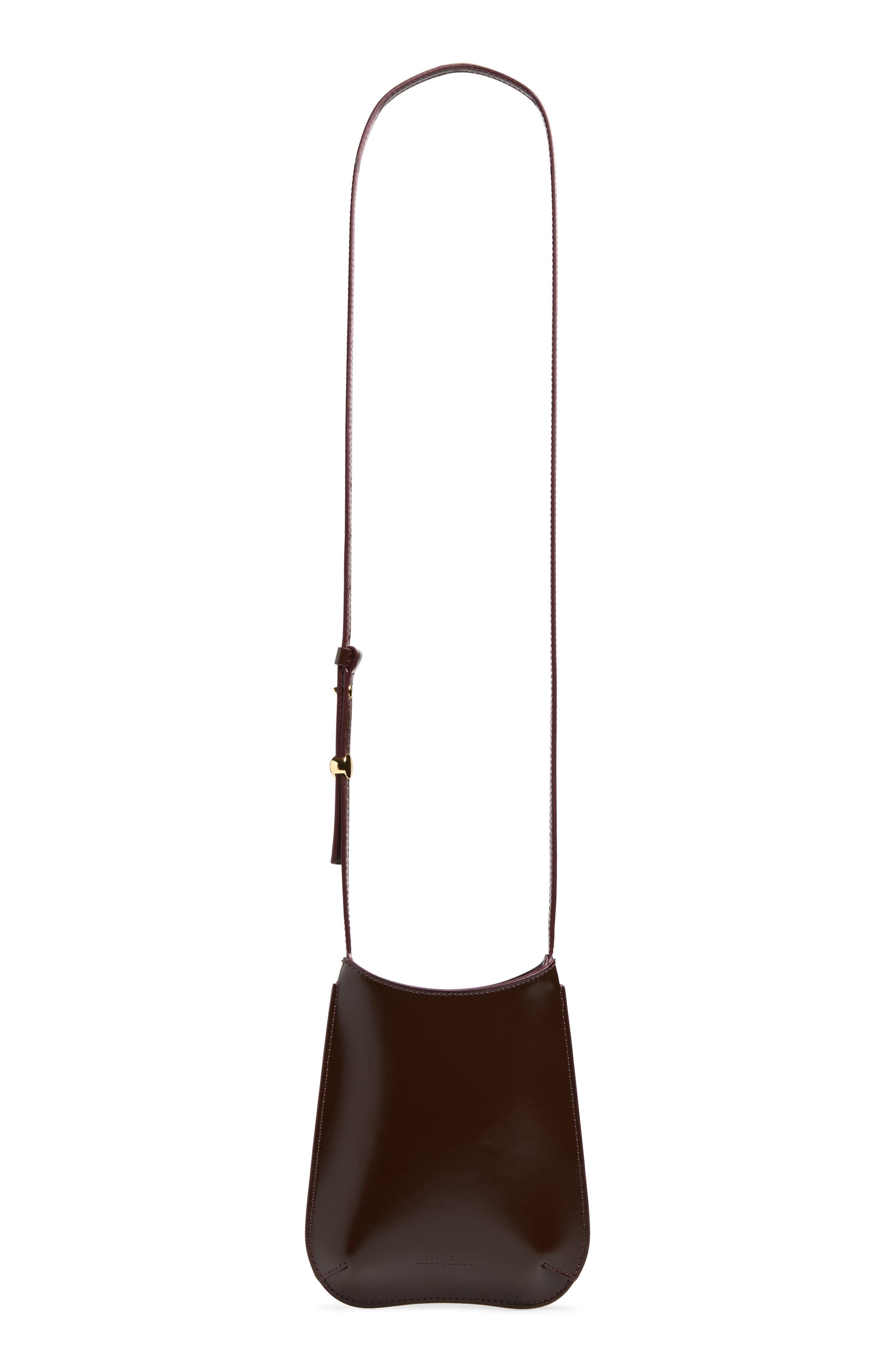 The Bisou Leather Phone Crossbody Bag, Main, color, DARK BURGUNDY