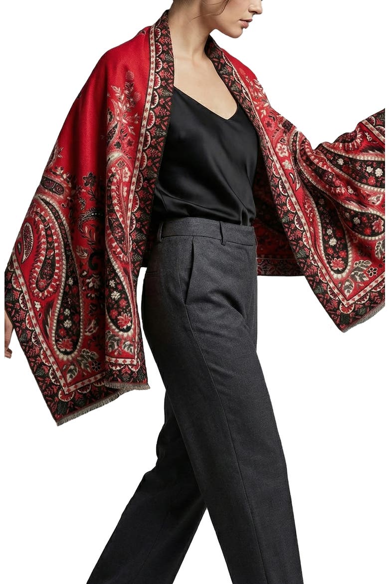 Paisley Print Bandana Scarf, Main, color, RED