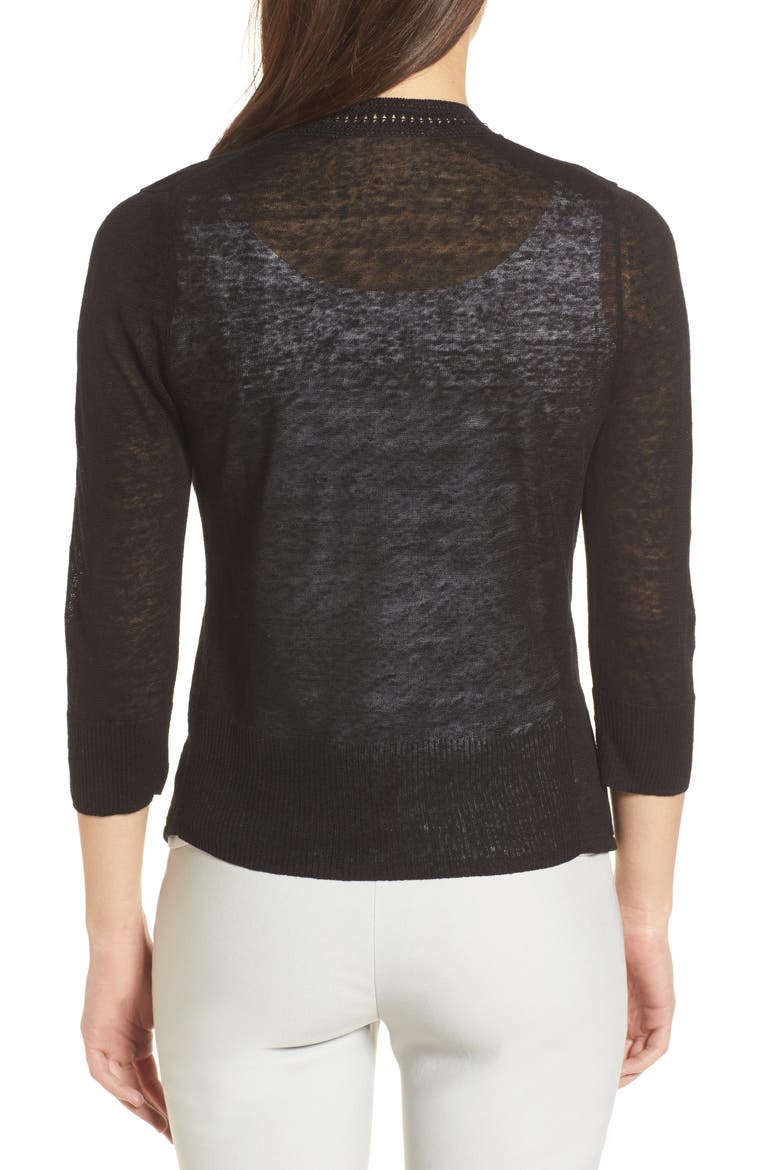 Crochet Trim Cardigan, Alternate, color, BLACK ONYX