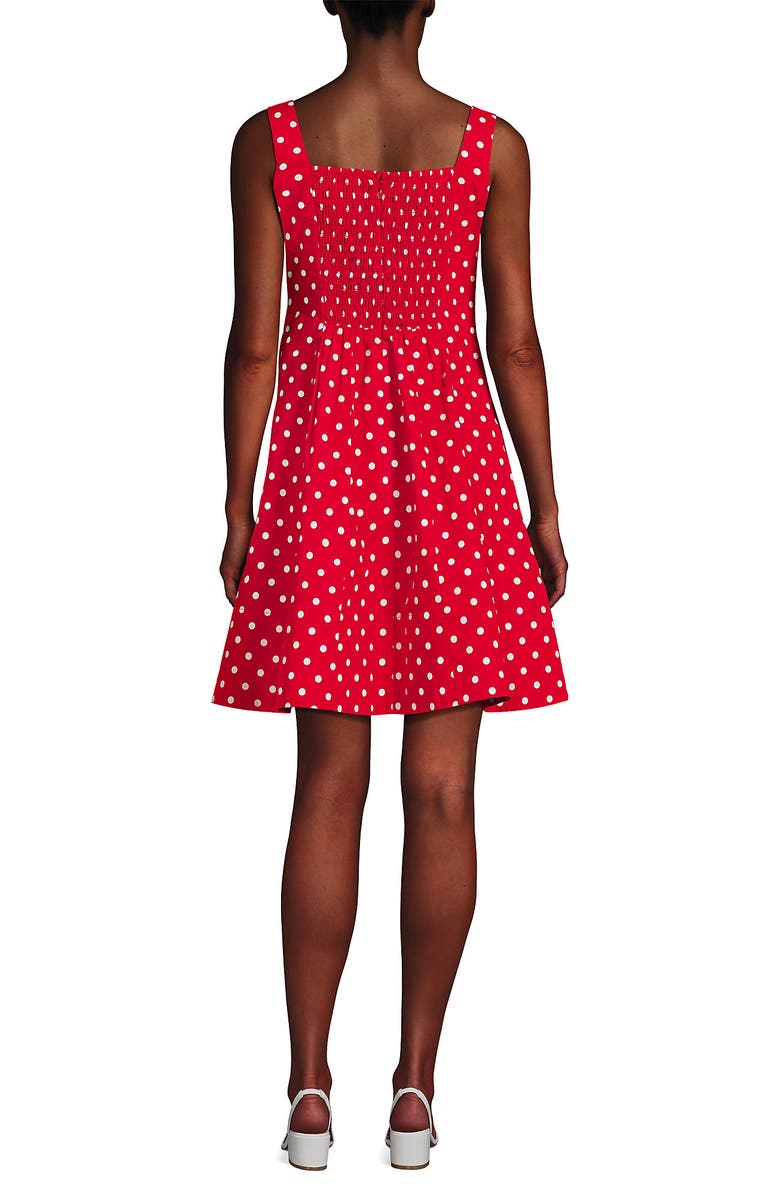 Lands' End Princess Seam Poplin Above the Knee Dress, Alternate, color, Compass Red Dot