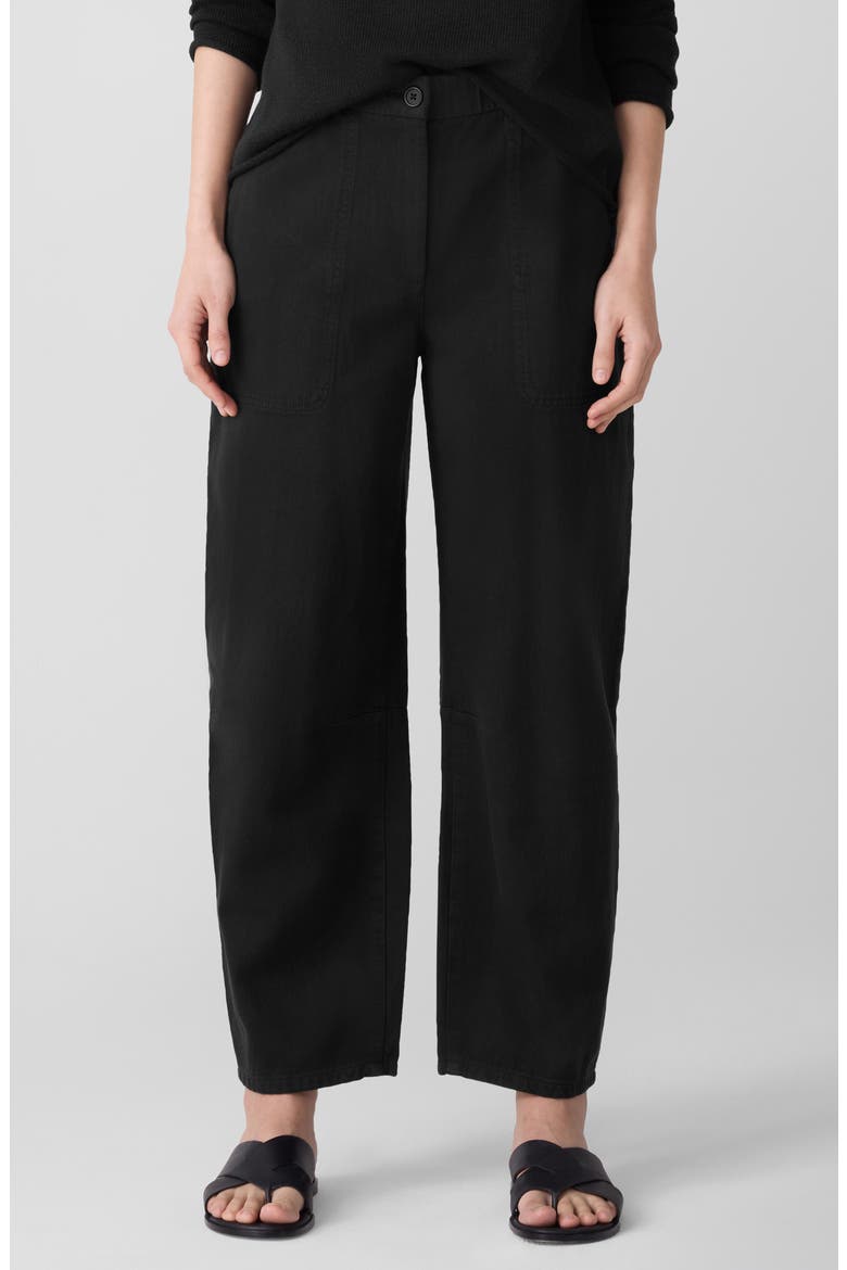 Organic Cotton Ankle Barrel Leg Pants, Main, color, BLACK