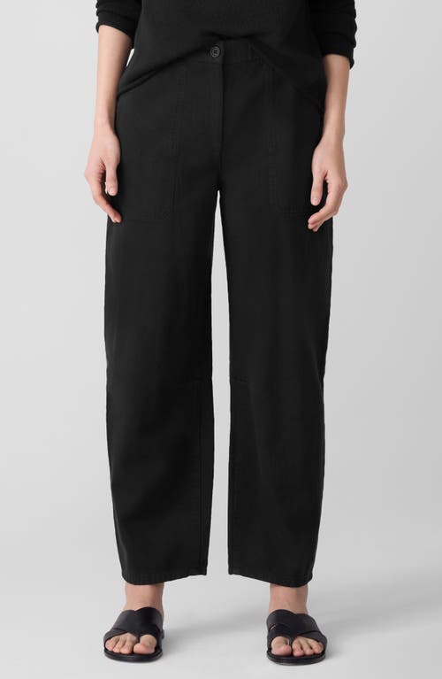 Eileen Fisher Organic Cotton Ankle Barrel Leg Pants In Black