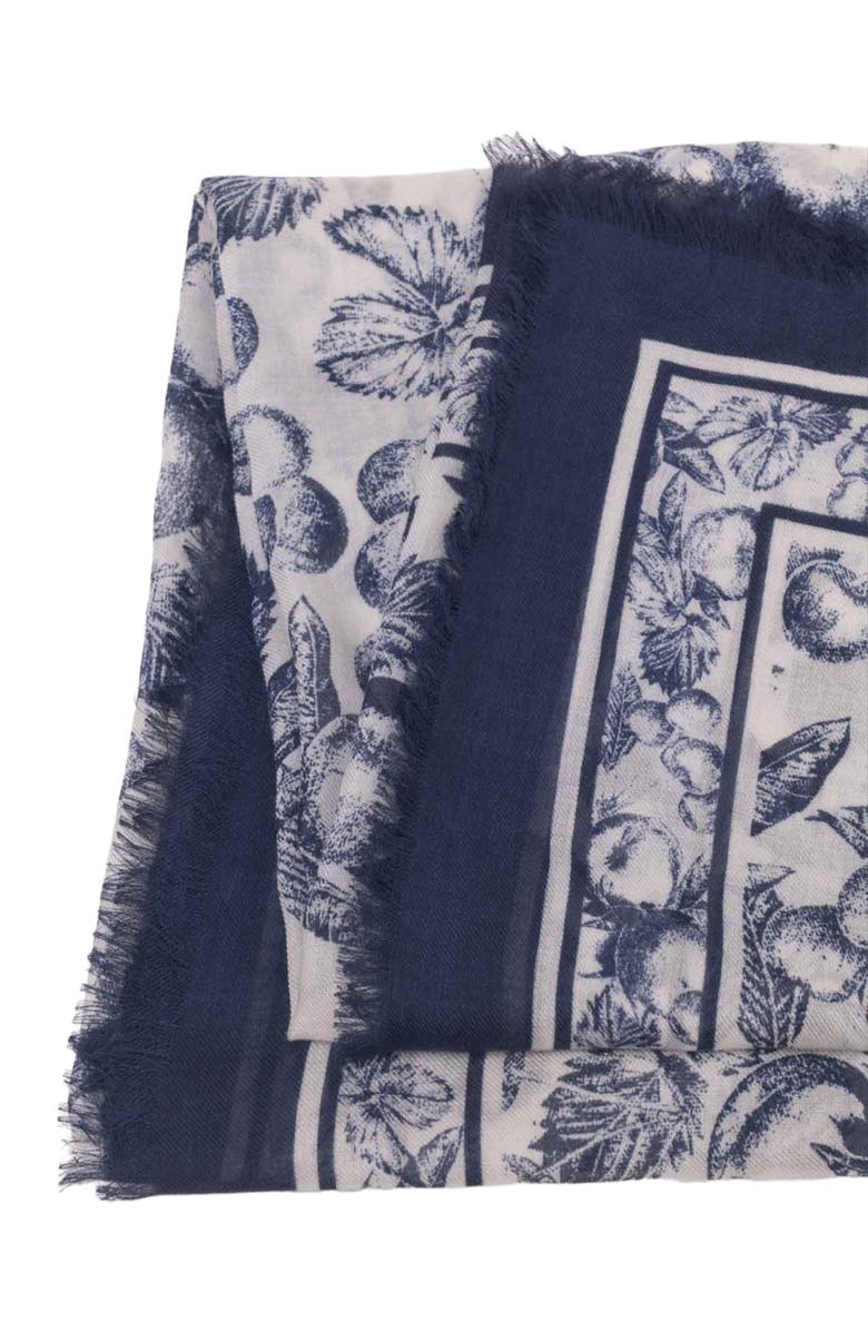 maje Fruit print shawl, Alternate, color, Blue Fruits Print