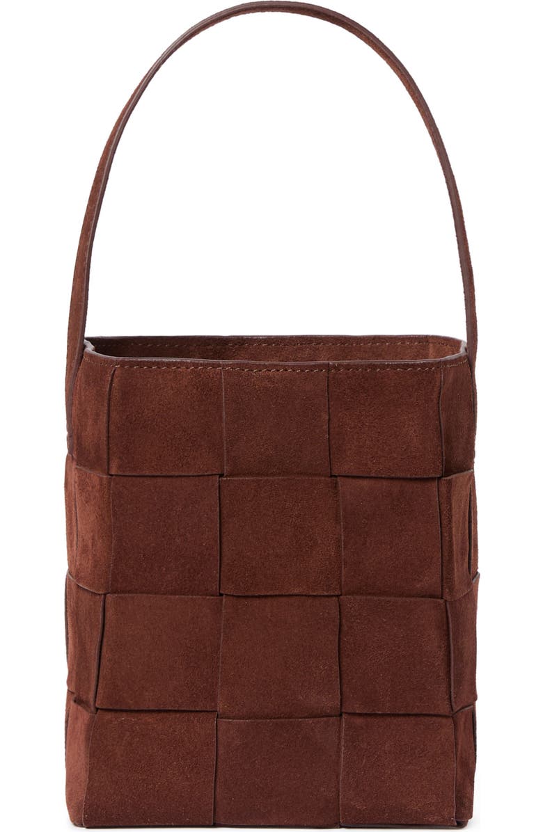 Loeffler Randall Laithe Wide Woven Bucket Bag, Main, color, Espresso