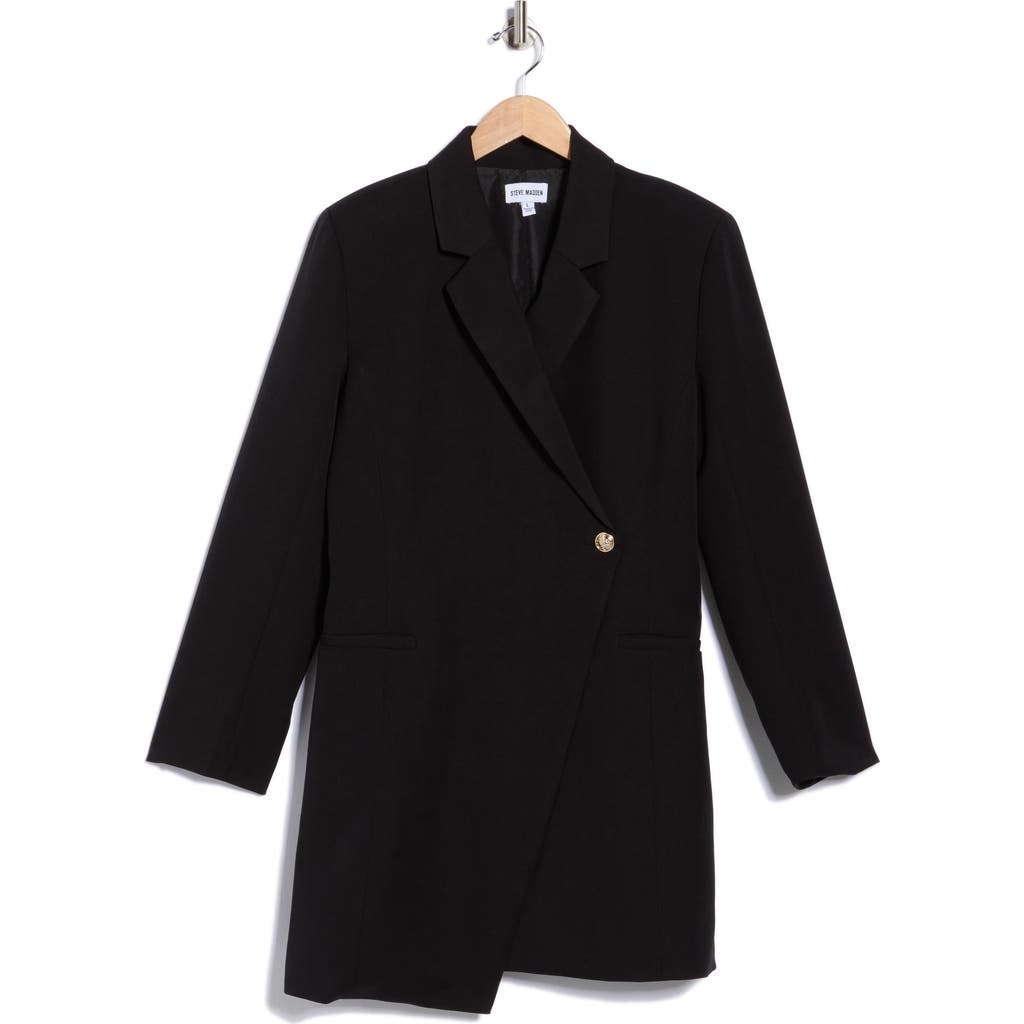 Steve Madden Asymmetrical Blazer Dress In Black