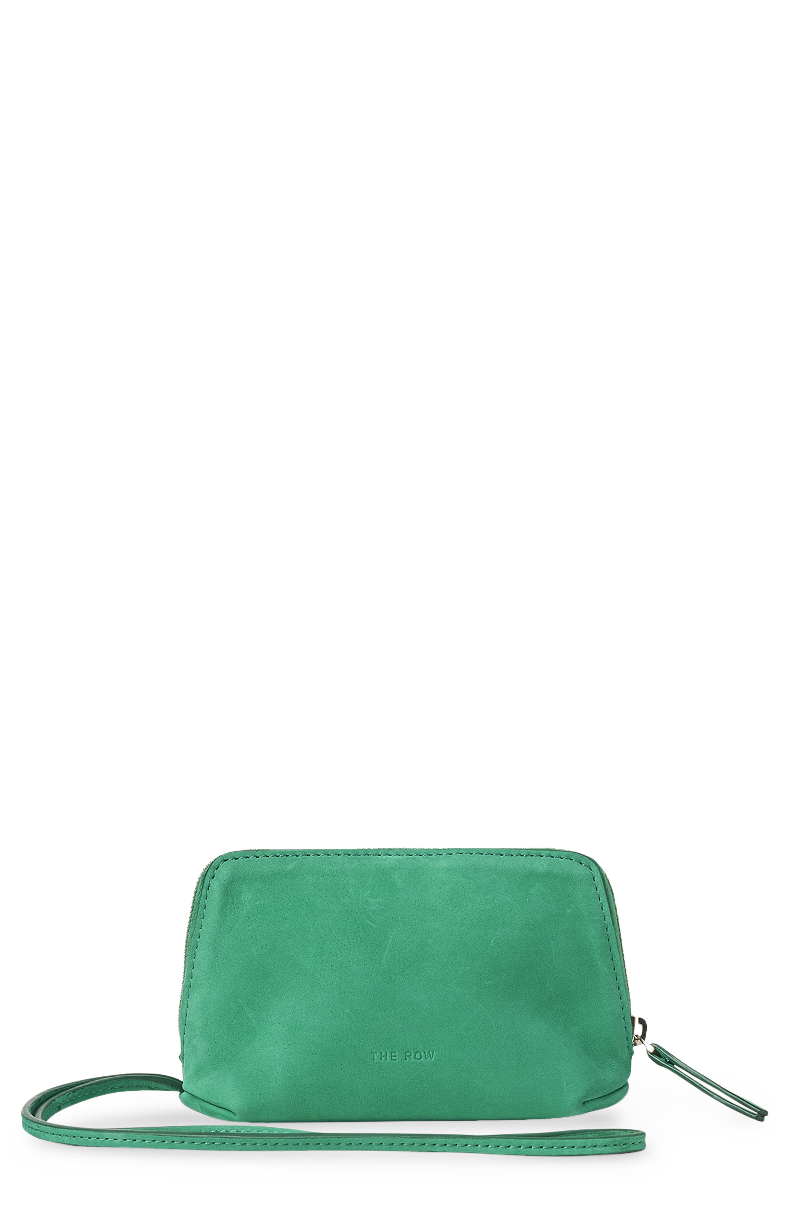 The Row Owen Leather Wrislet Pouch, Main, color, 