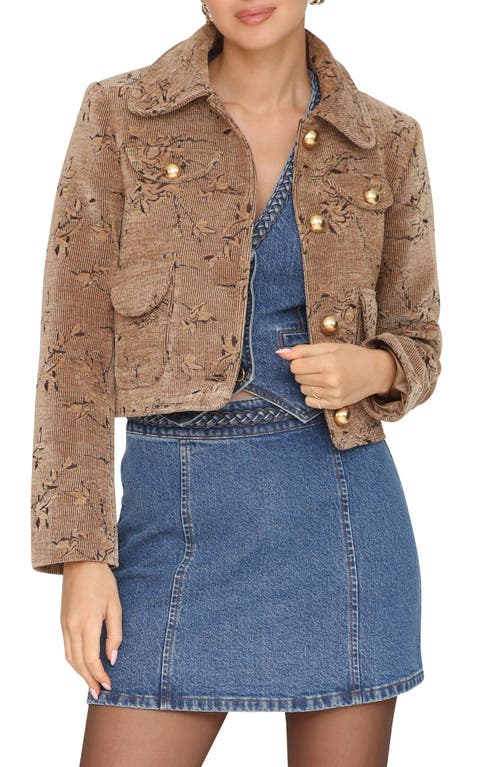 Avec Les Filles Crop Corduroy Jacket In Brown