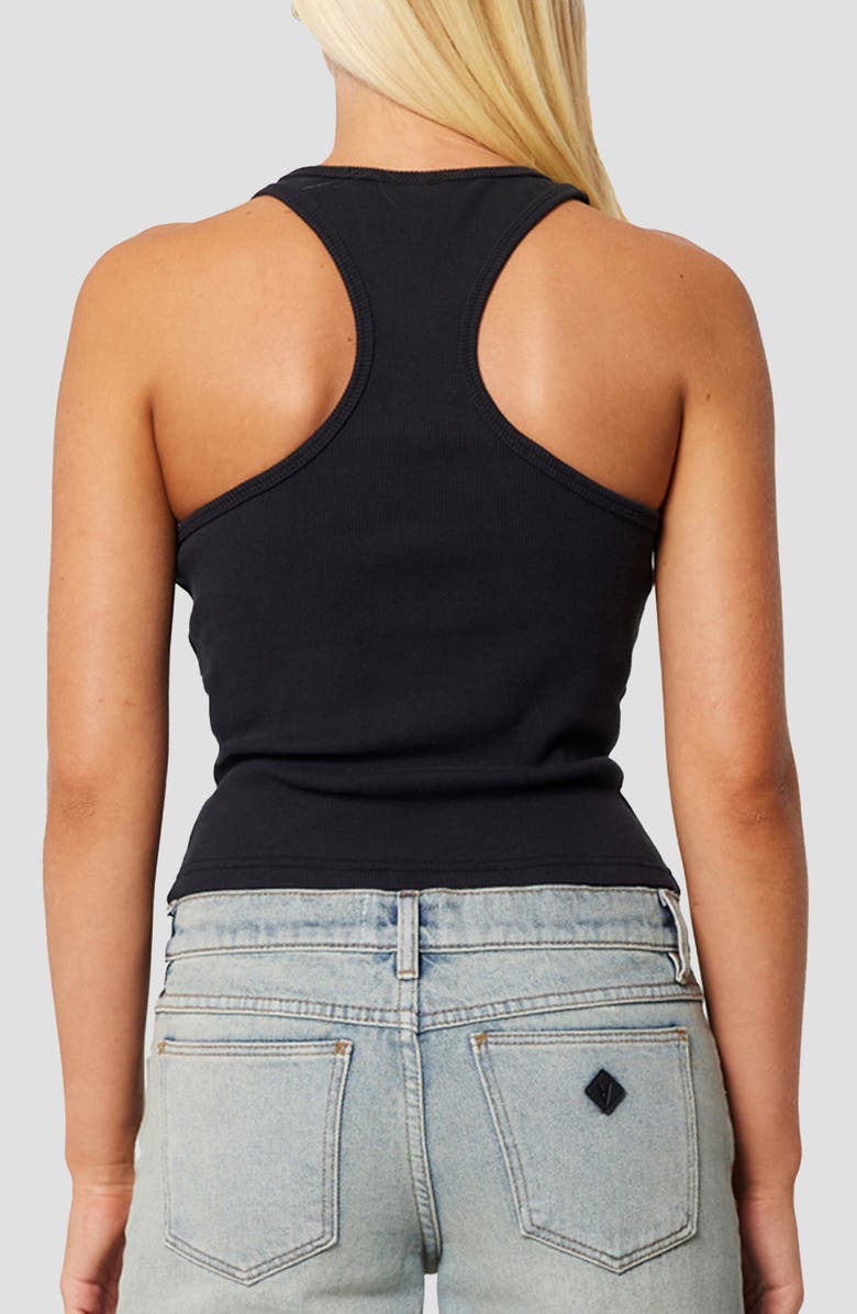 ABRAND Zip Front Bustier Tank, Alternate, color, Black