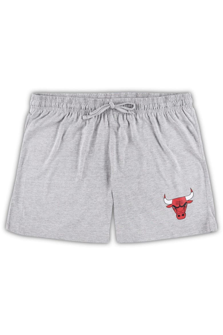 Women's Concepts Sport Red/Heather Gray Chicago Bulls Plus Size Long Sleeve T-Shirt and Shorts Sleep Set, Alternate, color, Red