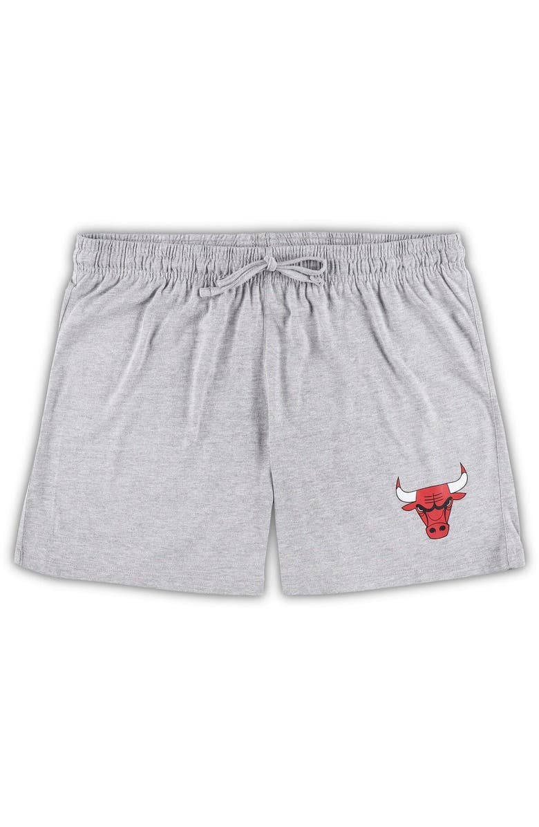 CONCEPTS SPORT Women's Concepts Sport Red/Heather Gray Chicago Bulls Plus Size Long Sleeve T-Shirt and Shorts Sleep Set, Alternate, color, Red