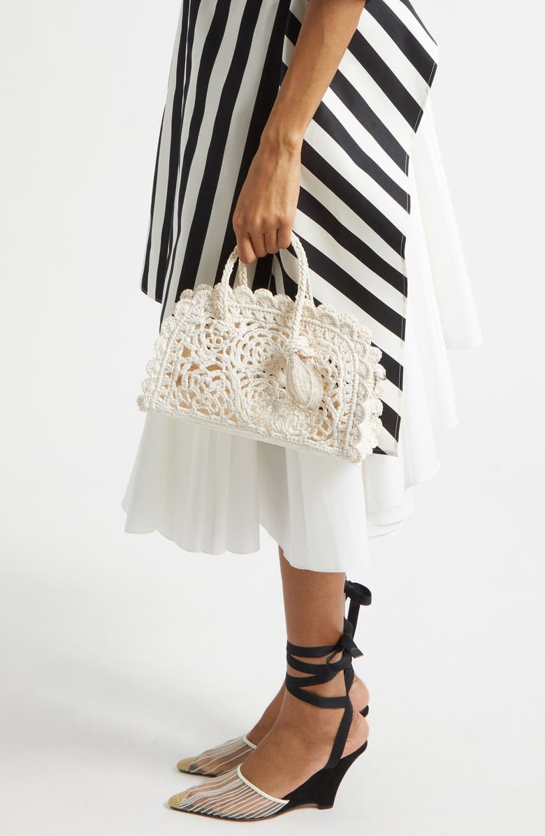 Jacquemus Le Berlingot Croc Embossed Leather Frame Shoulder Bag, Alternate, color, Light Ivory 115