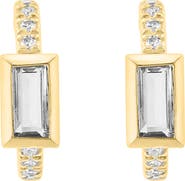 EFFY 14K Gold Plated Sterling Silver White Topaz & Diamond Huggie Hoop Earrings