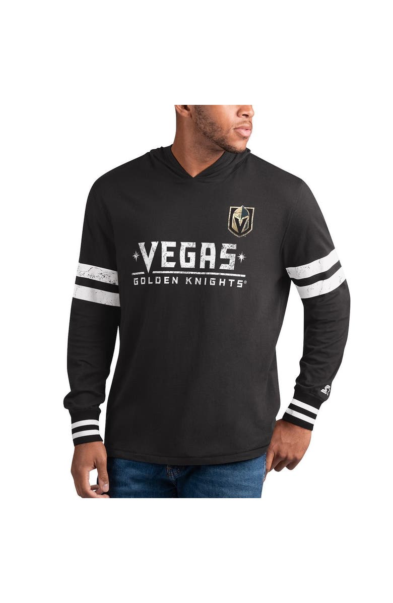 STARTER Men's Starter Black Vegas Golden Knights Offense Long Sleeve Hoodie T-Shirt, Main, color, 