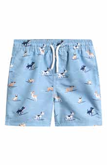 Kids' Surfing Pups Print Swim Trunks