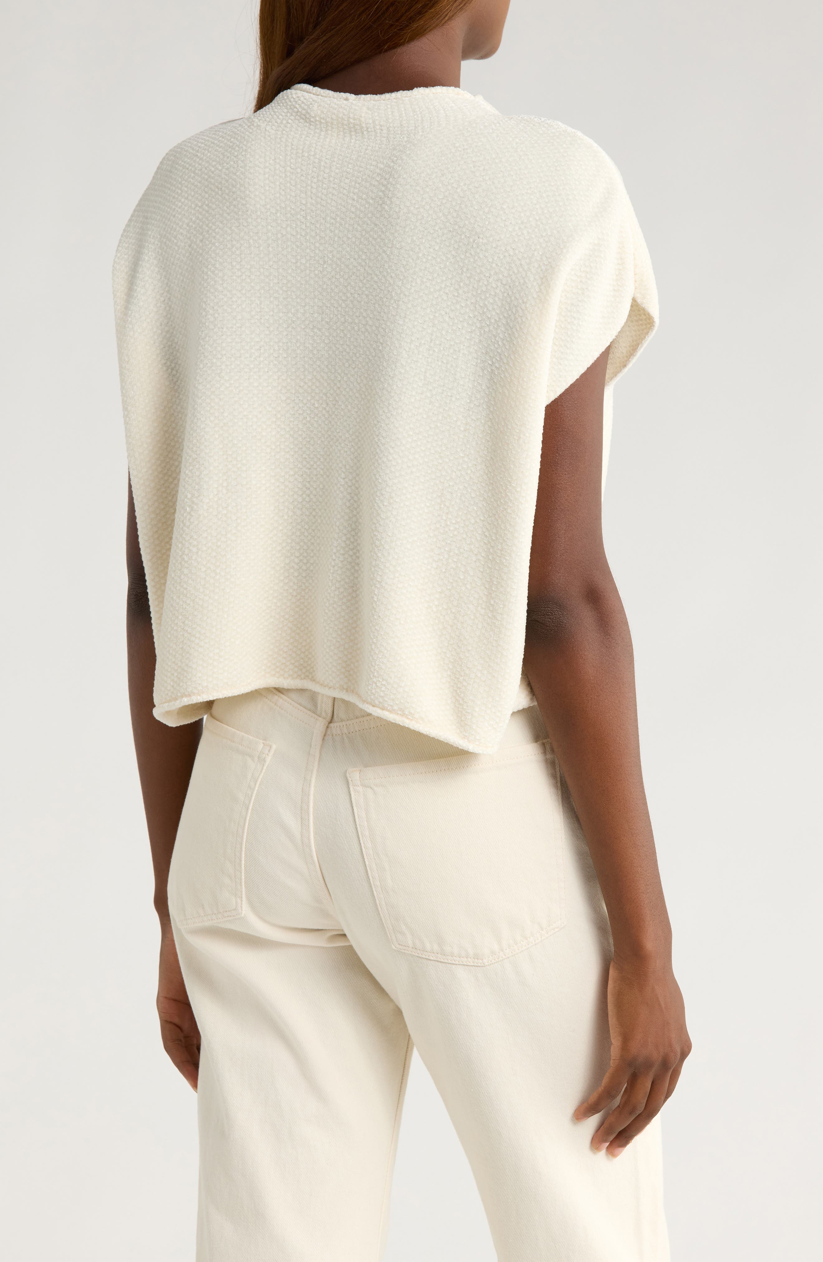 Andrea Funnel Neck Short Sleeve Sweater - image 2