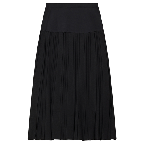 Mcm Short Triple Box Pleated Elastic Waist Maternity Skirt In Black