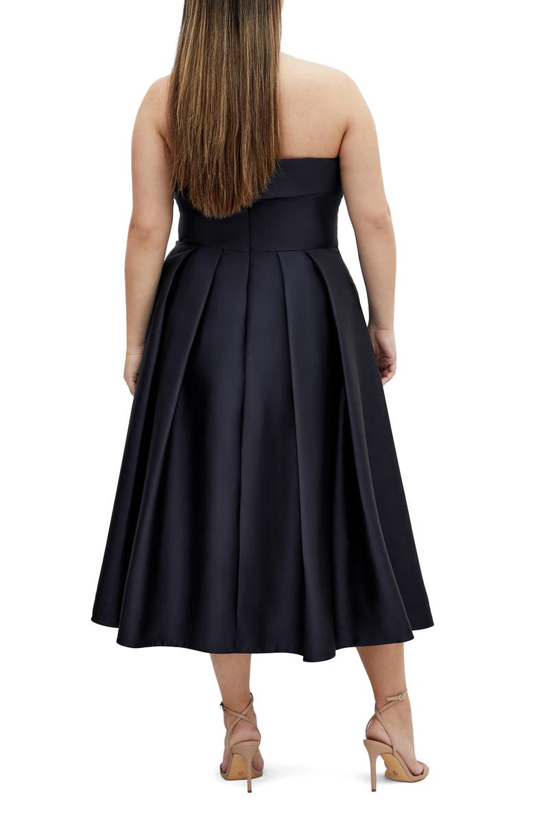 City Chic Tiffany Strapless Fit & Flare Dress, Alternate, color, Navy