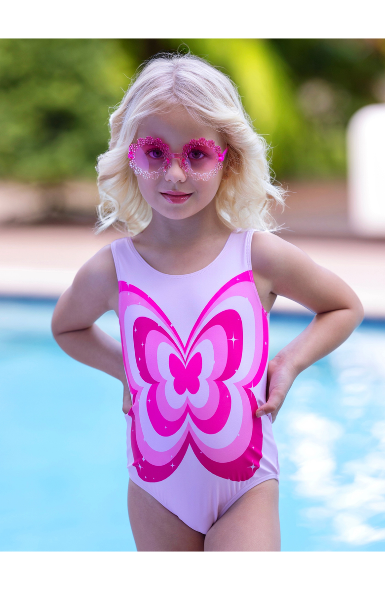 Mia Belle Girls Butterfly Bloom Y2K Pink One-Piece Swimsuit, Alternate, color, Pink
