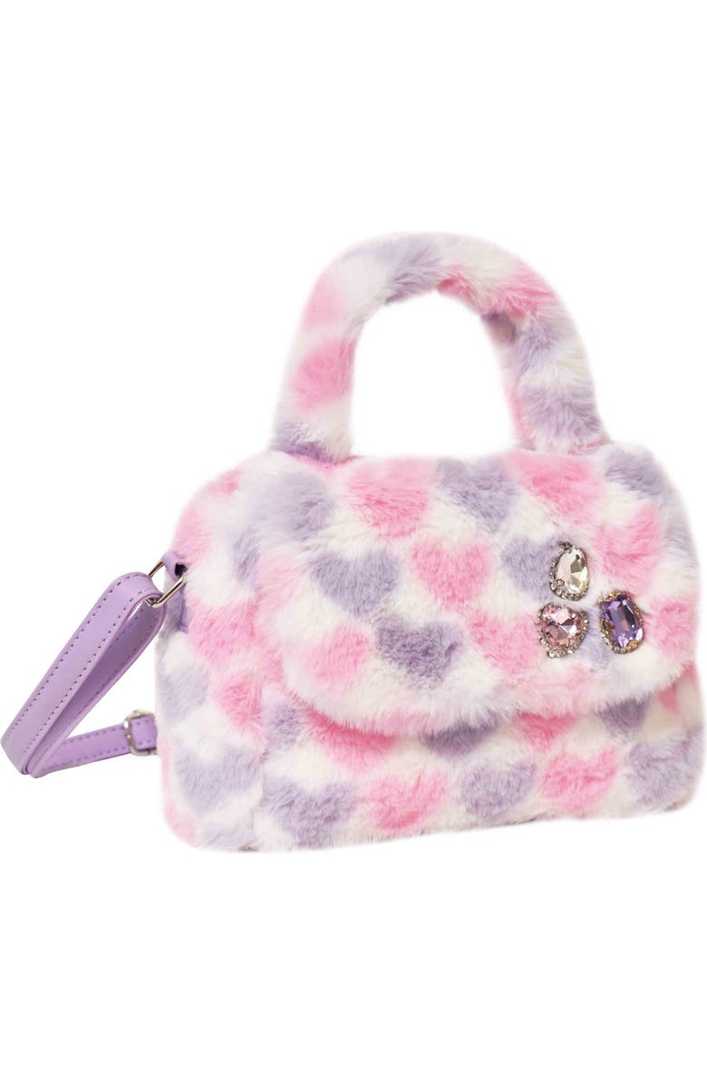 OMG Accessories Kids' Heart Faux Fur Crossbody Bag, Alternate, color,