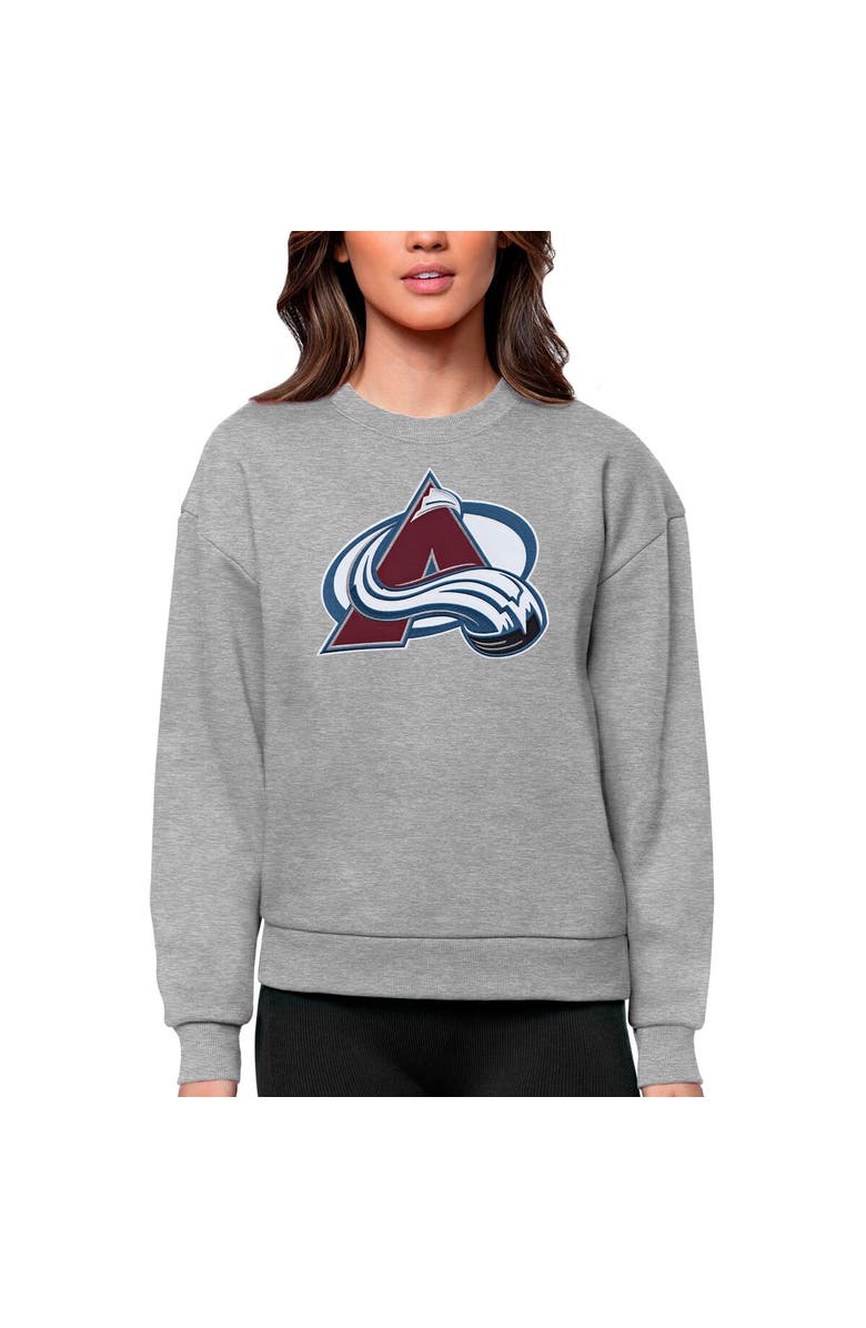 ANTIGUA Women's Antigua Heather Gray Colorado Avalanche Primary Logo Team Logo Victory Crewneck Pullover Sweatshirt, Main, color, Heather Gray