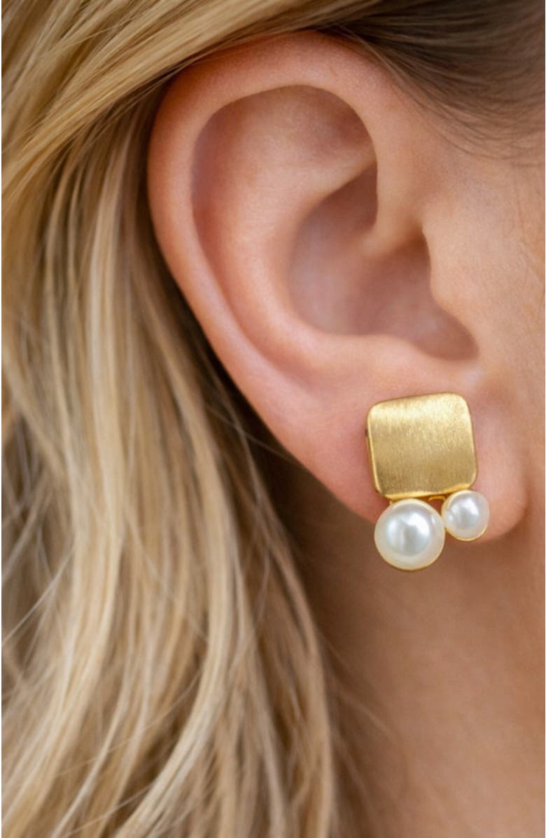 Erin McDermott Jewelry Pearl and Gold Studs, Alternate, color, 