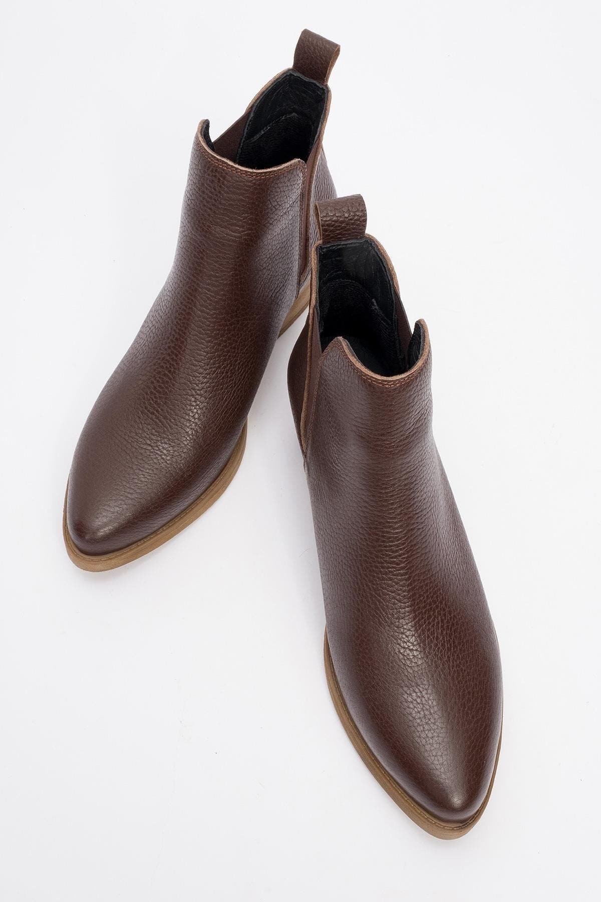 Dovena Leather Block Heel Ankle Boot, Alternate, color, Brown Leather