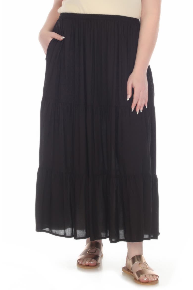 Tiered Maxi Skirt, Main, color, BLACK