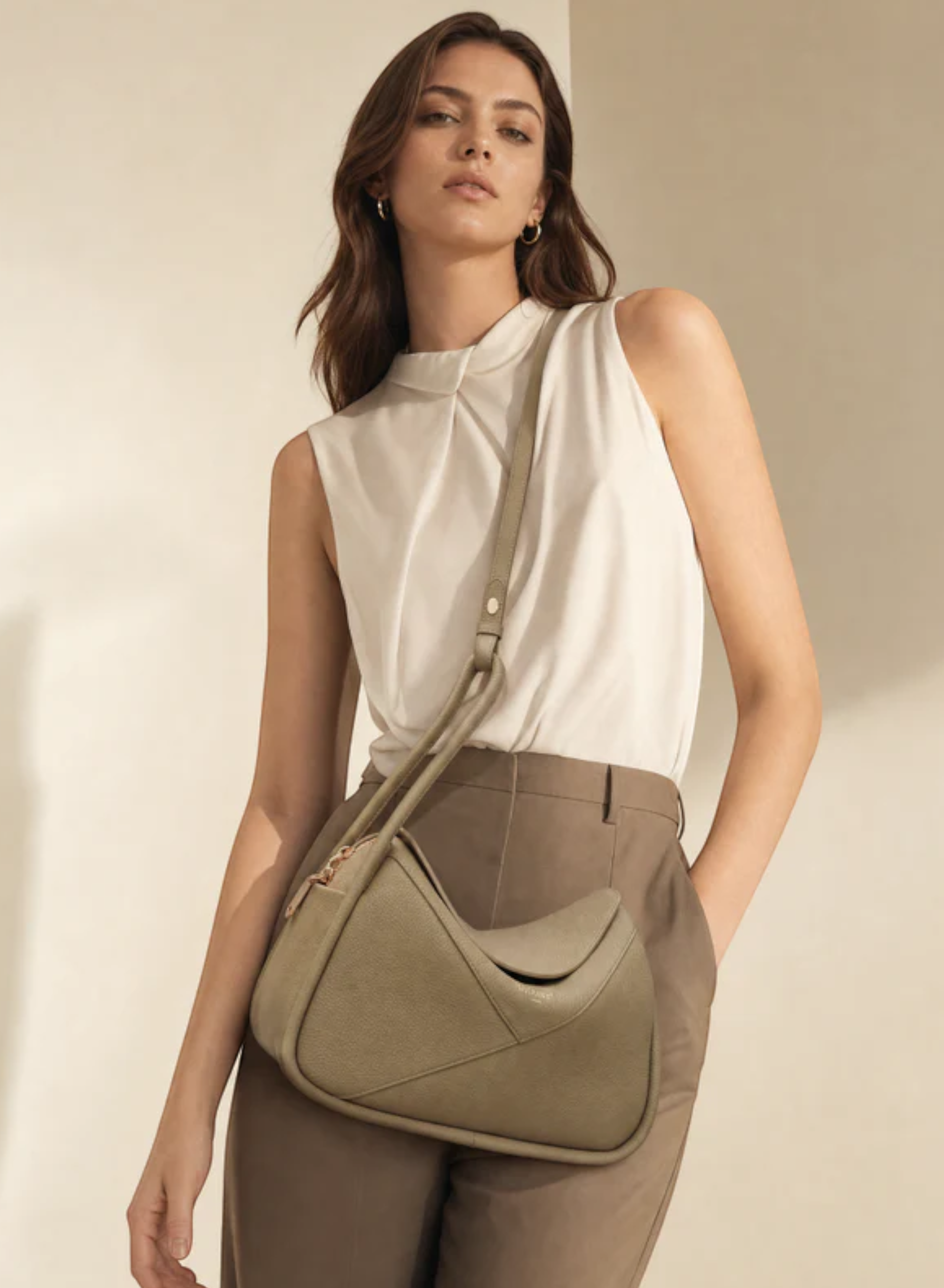 Carnaby Genuine Togo Leather Shoulder Bag, Alternate, color, Grey
