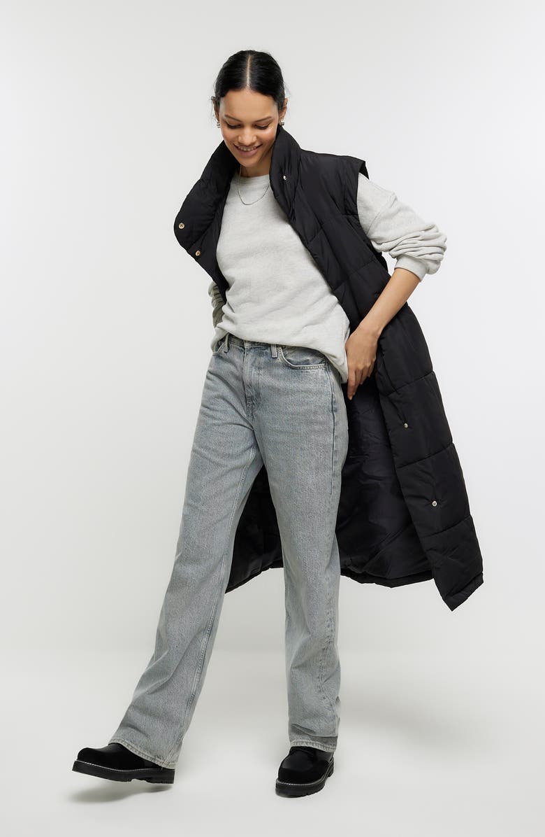 River Island Belted Longline Quilted Vest, Alternate, color, 