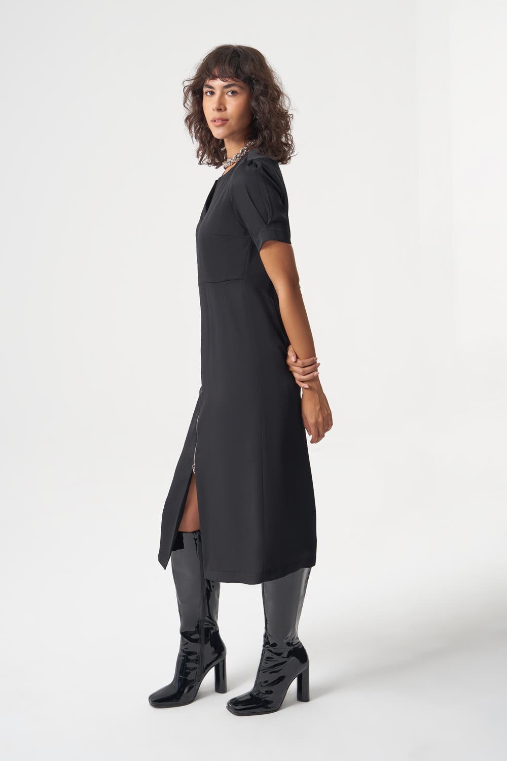 Woven Zipper Dress - image 2