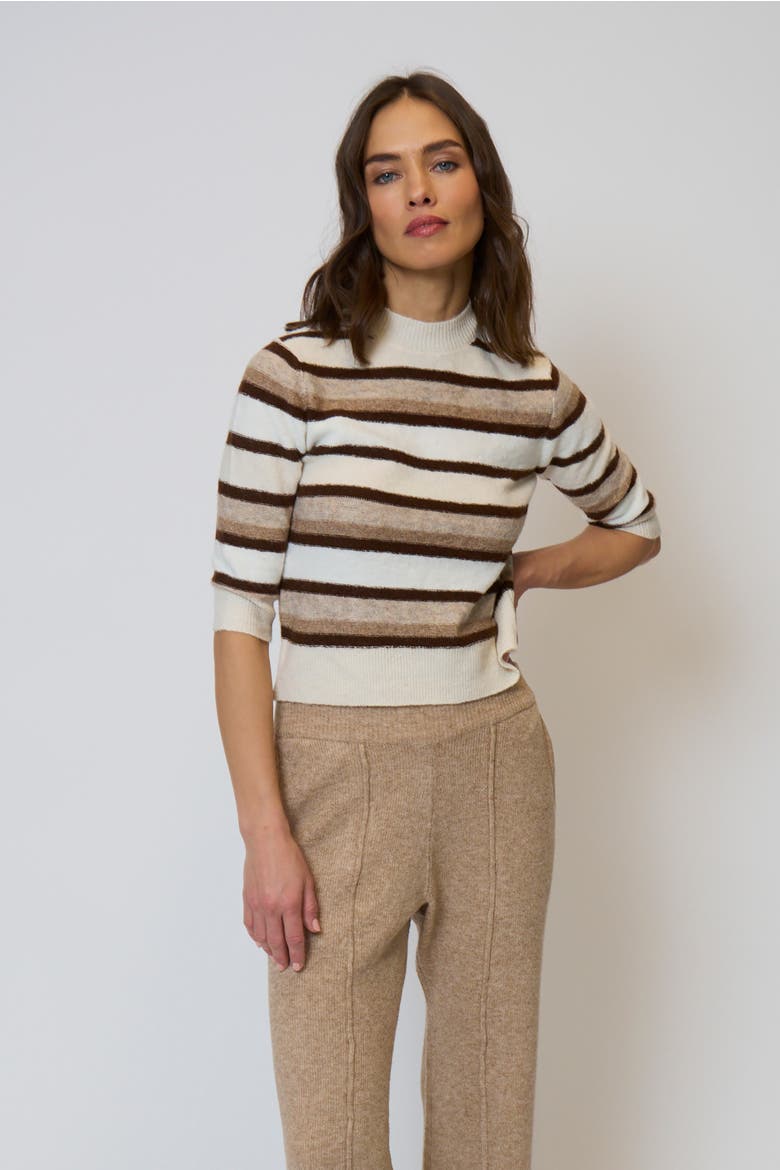 Ash Striped Half Sleeve Crew, Main, color, IVORY MULTI