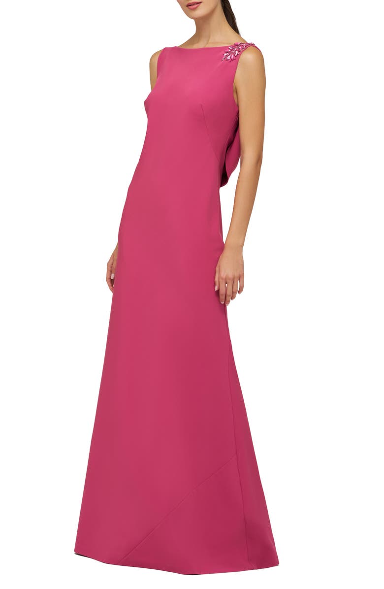 Kay Unger Pippa Embellished Cowl Back Trumpet Gown, Alternate, color, Berry Sorbet