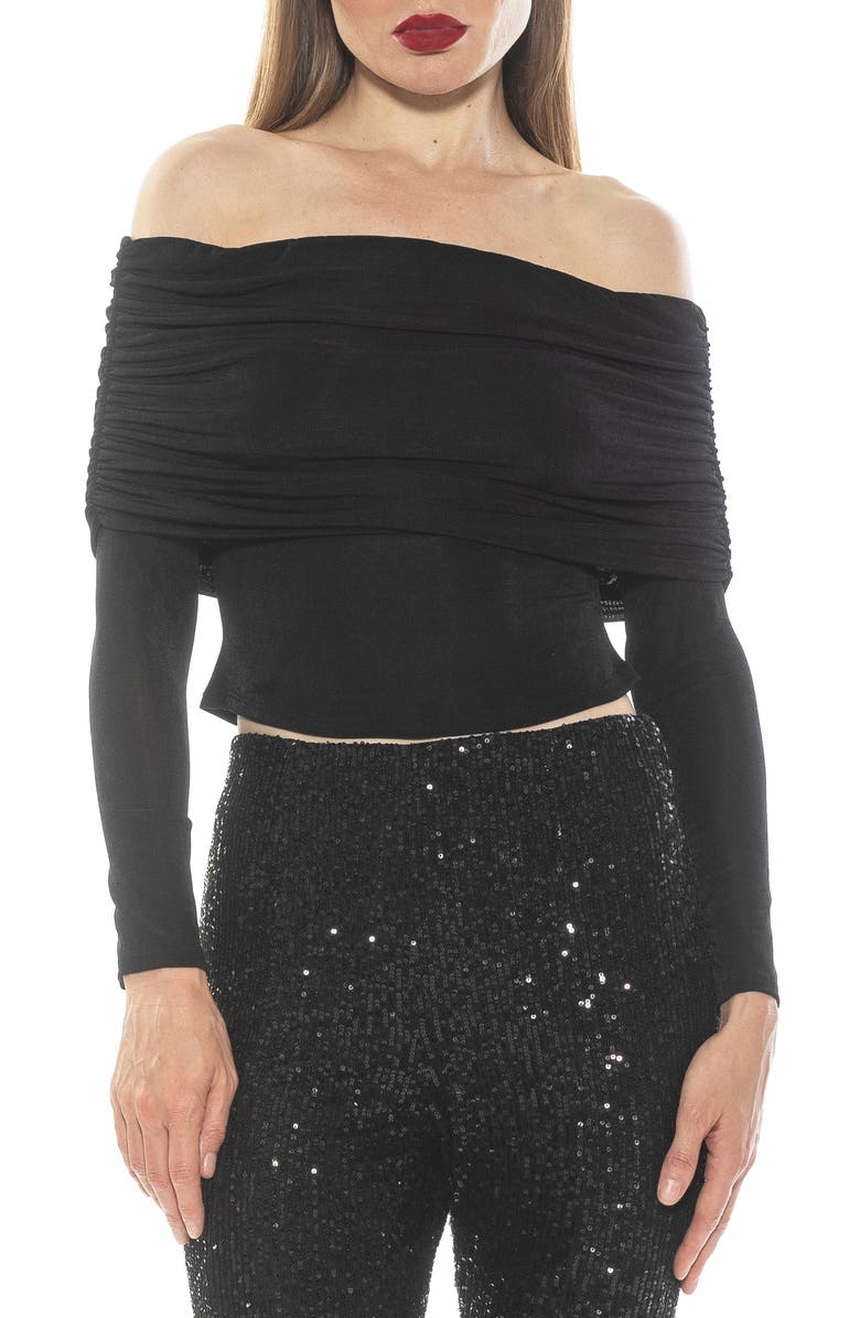 Alexia Admor Hannah Off the Shoulder Long Sleeve Top, Main, color, Black