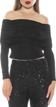 Alexia Admor Hannah Off the Shoulder Long Sleeve Top